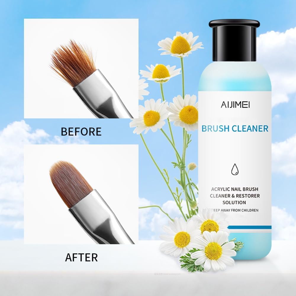AIJIMEI 120ml nail brush cleaner gel with glass cup and cotton pads - 2