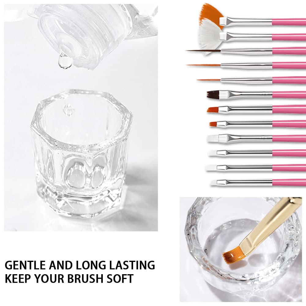 AIJIMEI 120ml nail brush cleaner gel with glass cup and cotton pads - 3