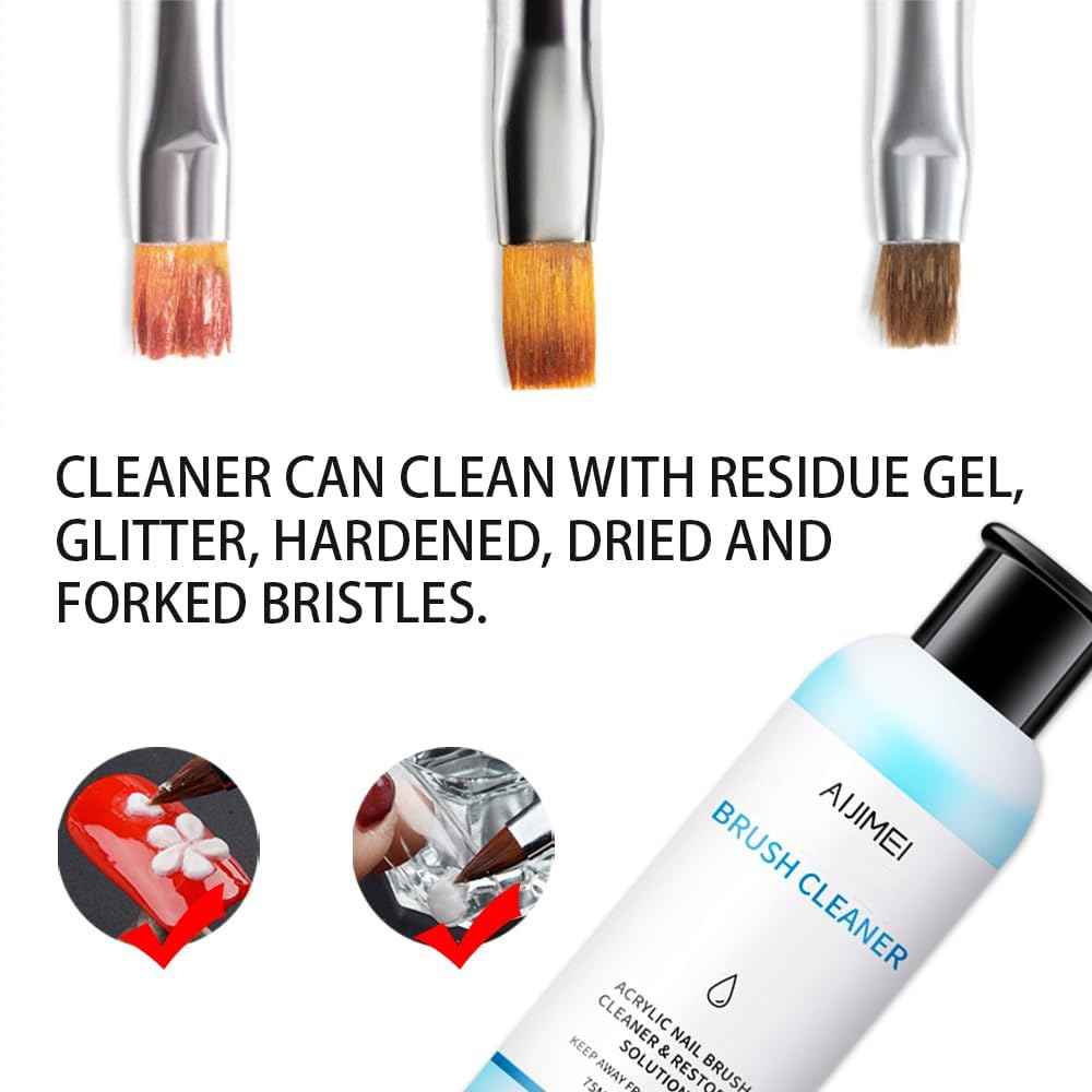 AIJIMEI 120ml nail brush cleaner gel with glass cup and cotton pads - 4