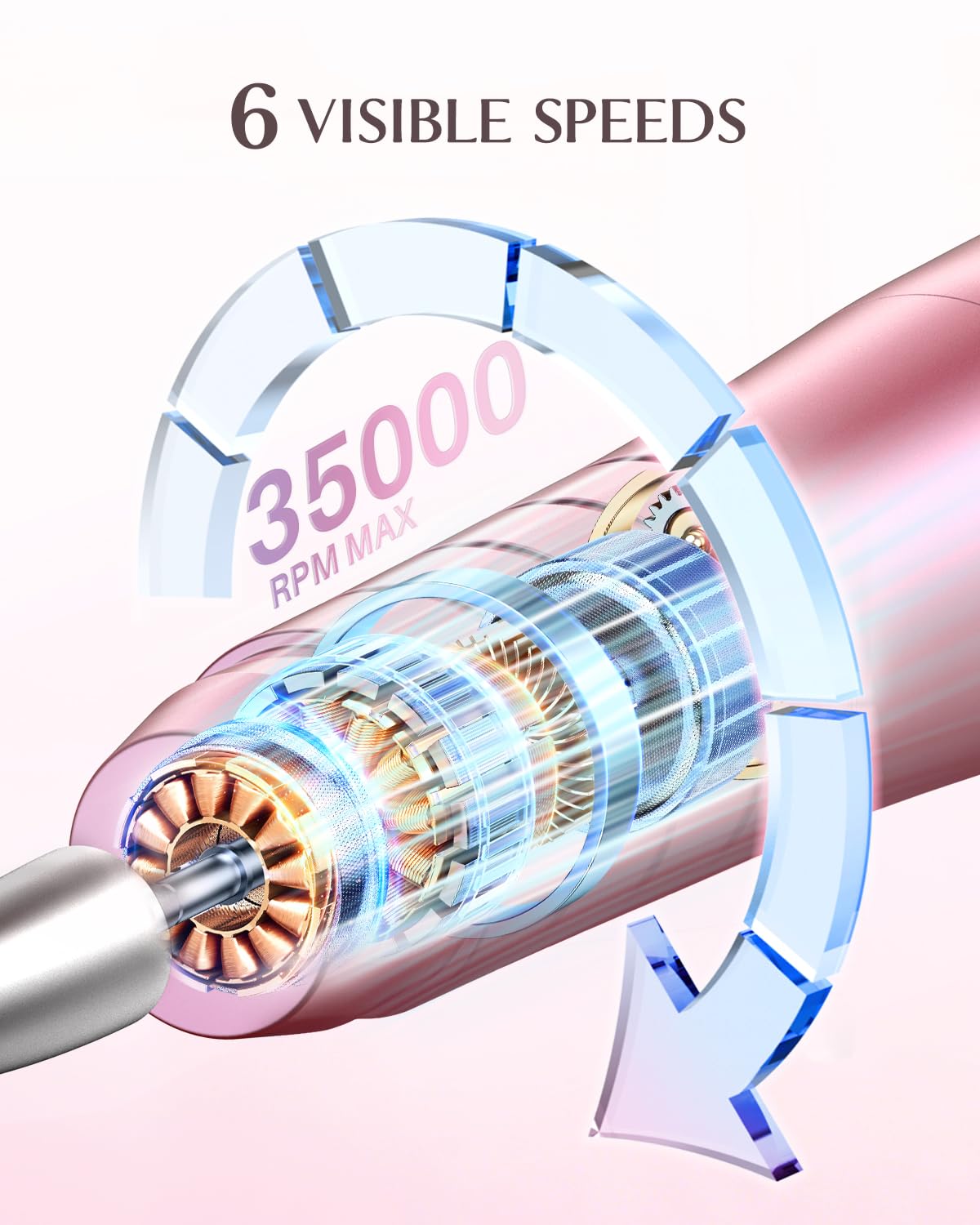 rose pink cordless electric nail drill with LED display - 4
