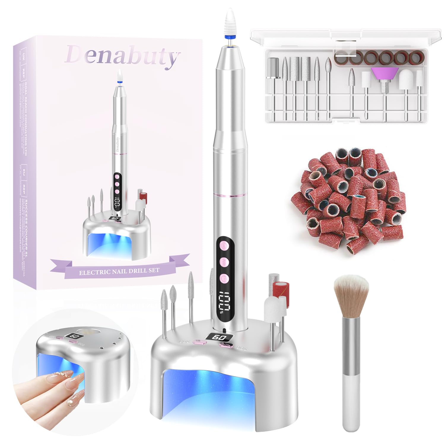 Cordless Nail Drill with Lamp — Compact 3-in-1 Kit