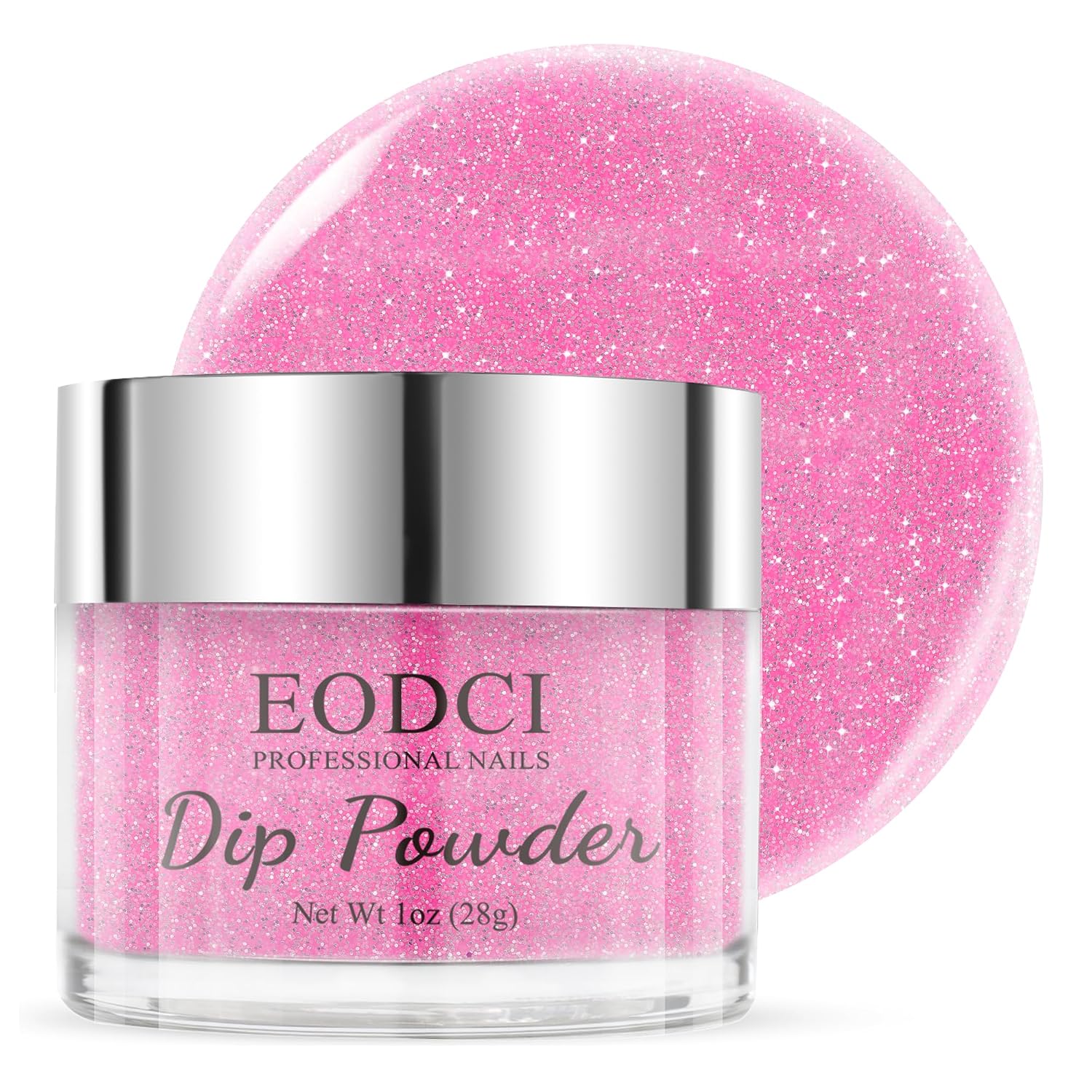 Hot Pink Glitter Dip Powder: 1 oz Reflective Shine