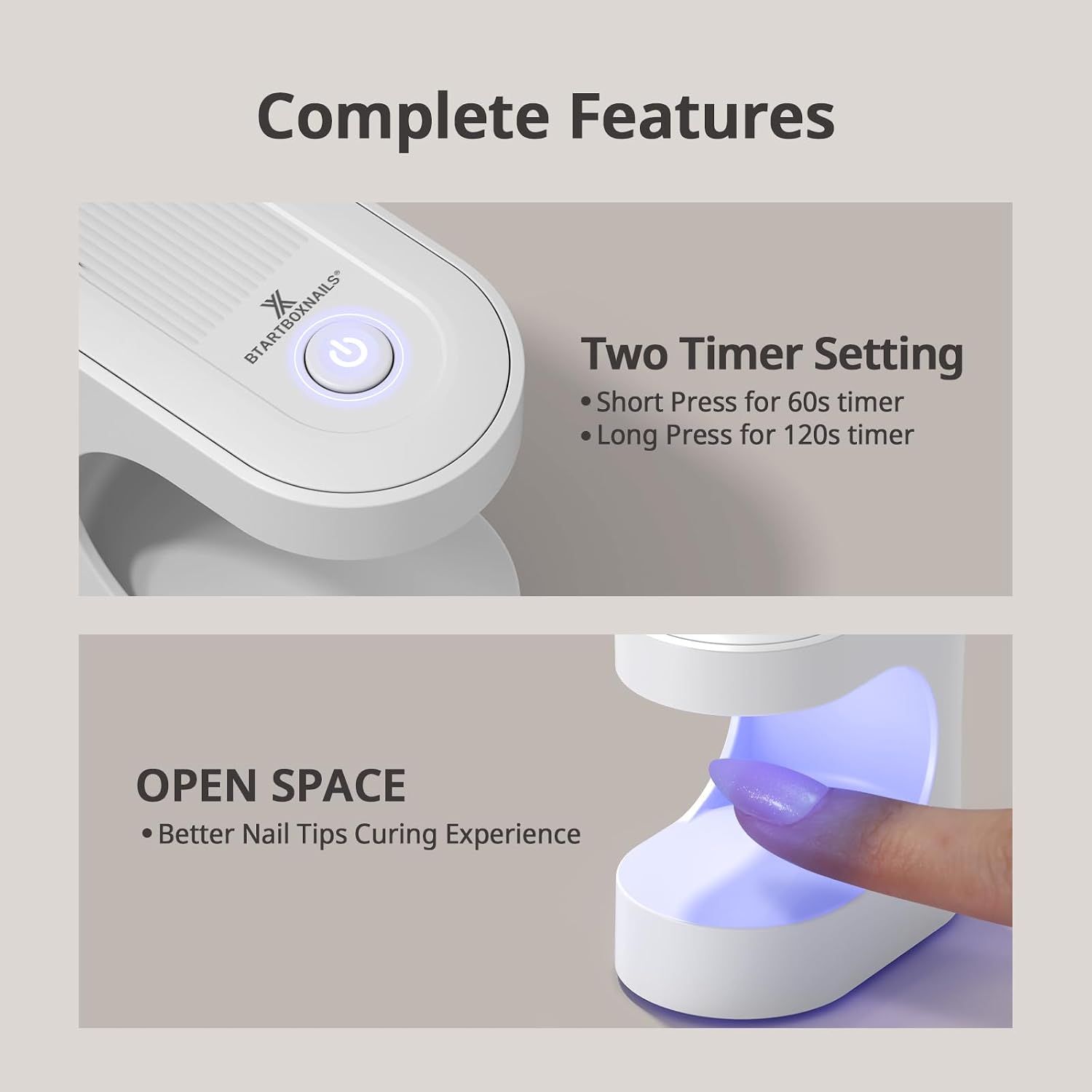 Mini UV LED nail lamp shown with USB cable for portable gel curing - 4