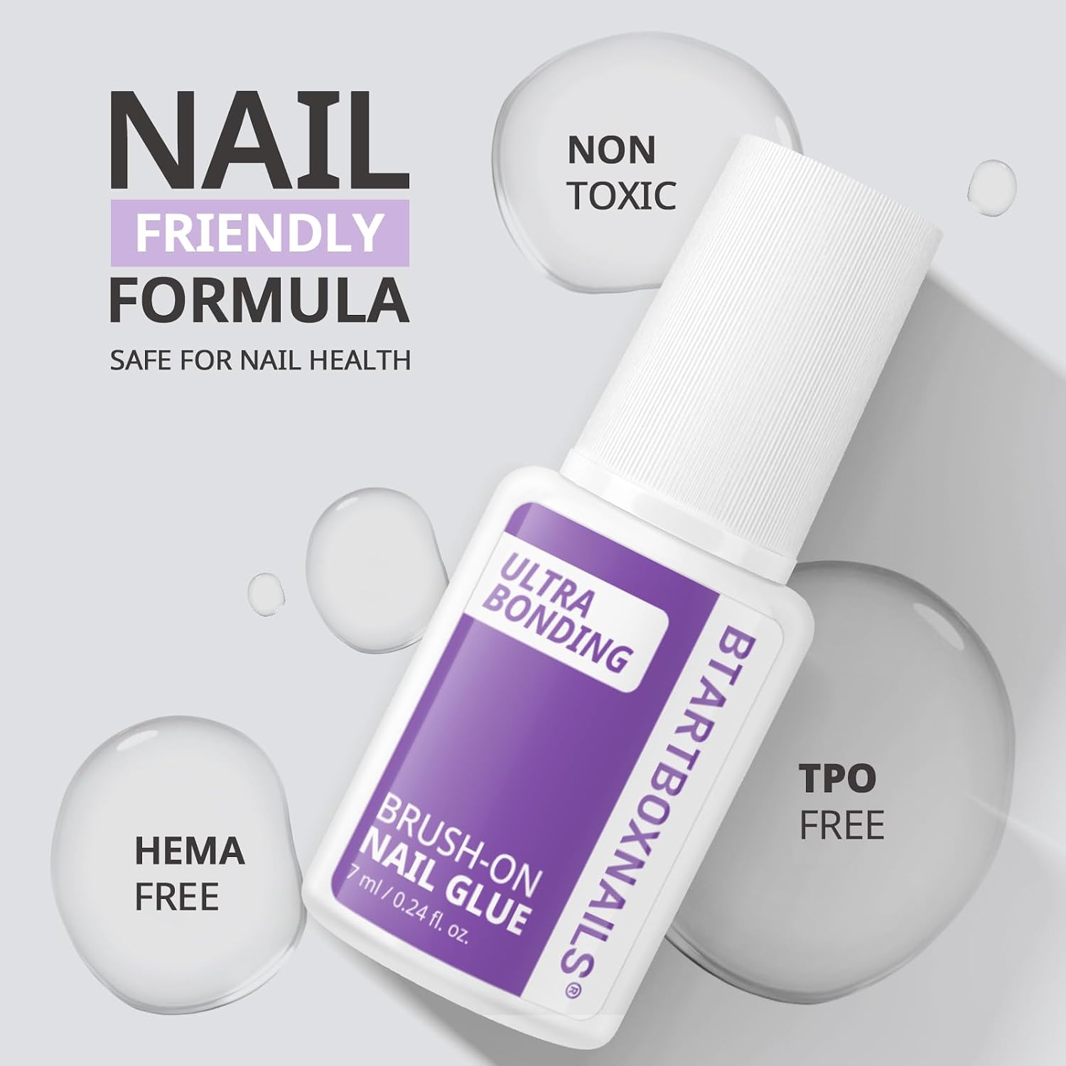 BTARTBOXNAILS brush-on press on nail glue bottle with fine-tip brush and black cap - 2