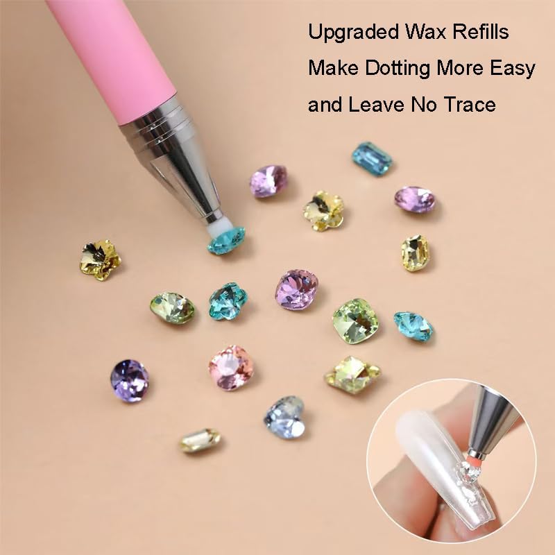 pink refillable rhinestone picker wax pen with three wax refills - 2