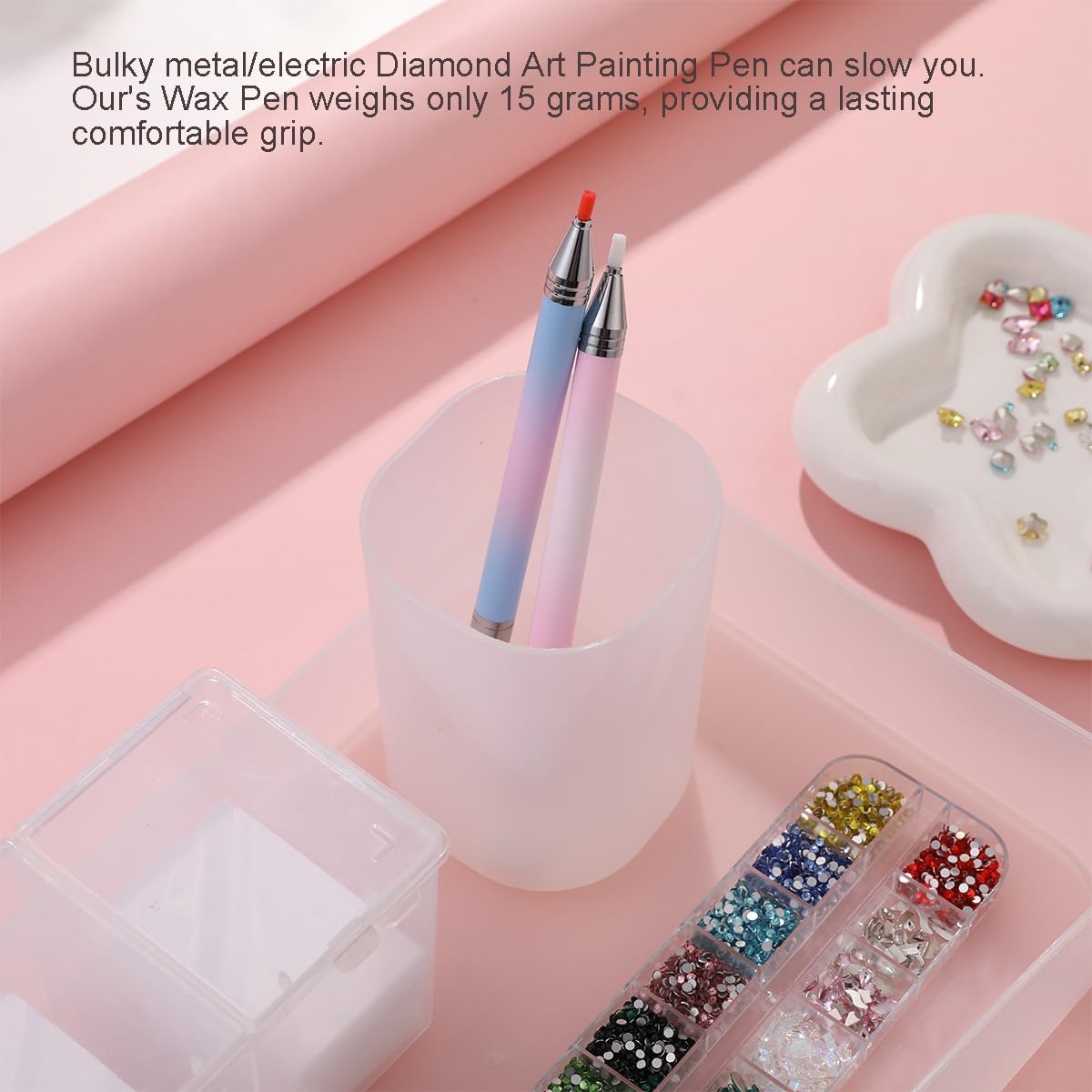 pink refillable rhinestone picker wax pen with three wax refills - 3