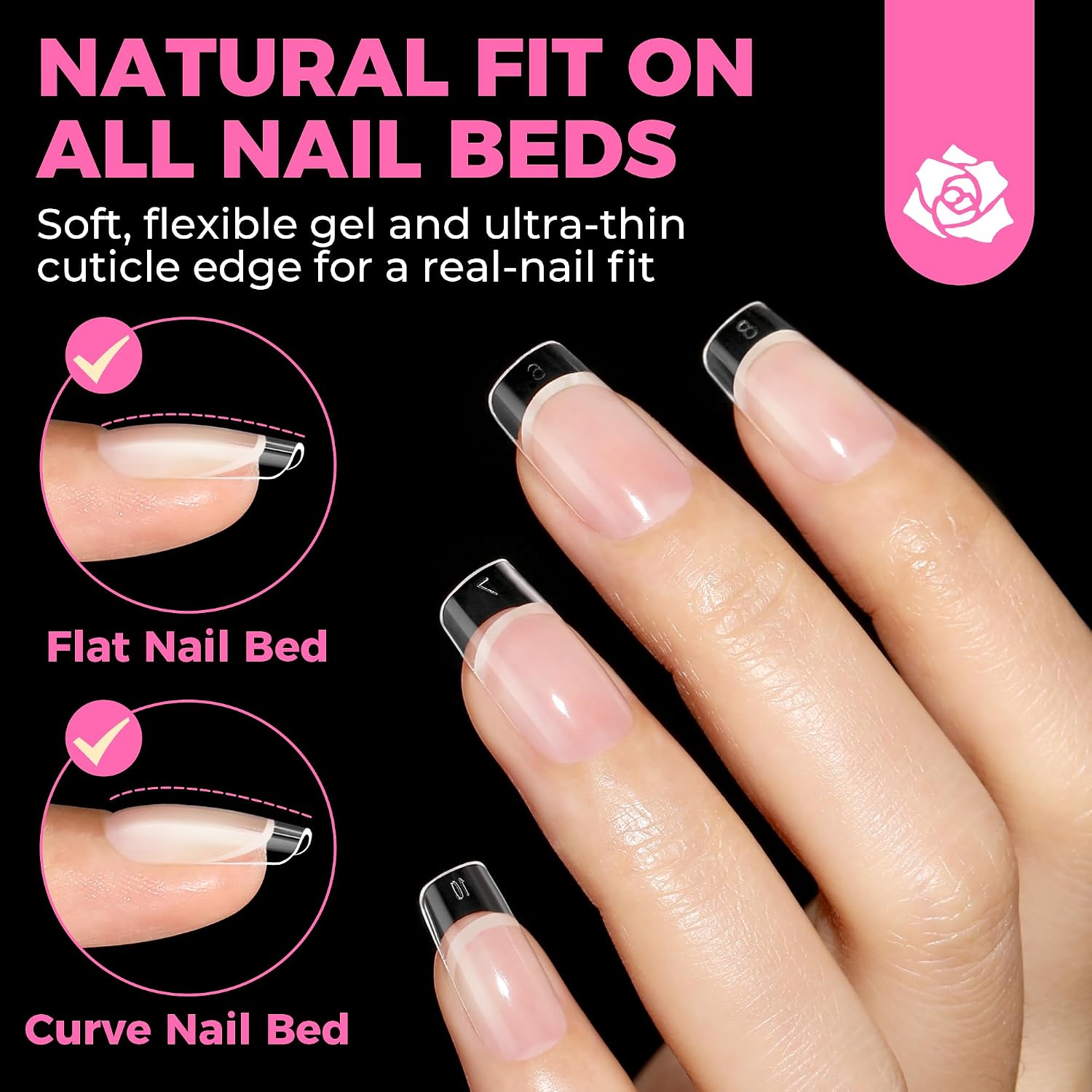 UNA GELLA short square clear nail tips 504pcs pre-etched soft gelly - 4